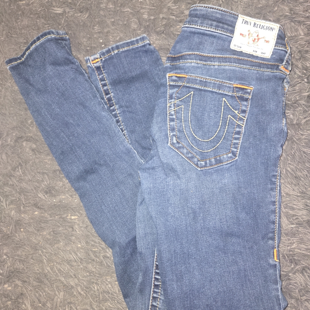 True Religion Women's Classic Blue Straight Leg Jeans